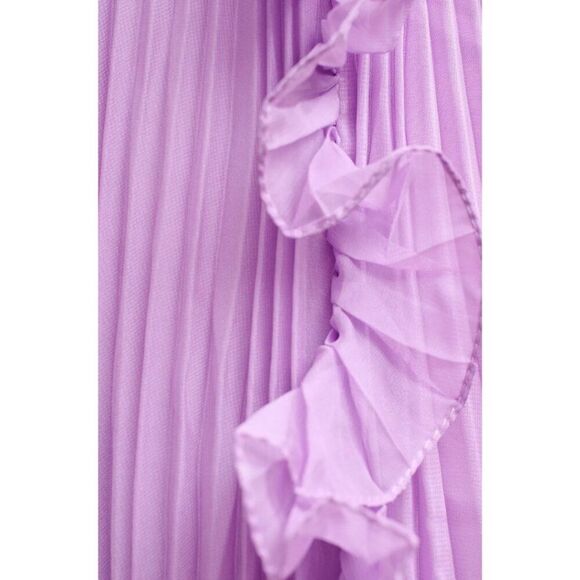 NWT Mac Duggal 49539 Size 14 Lilac Purple Pleated Ruffled V-Neck Maxi Gown Dress - Picture 4 of 4